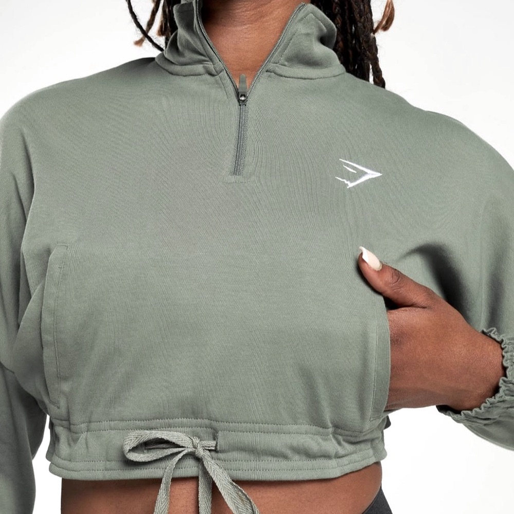 Gymshark Lifting Lightweight 1/4 Zip Pullover | Jade Olive Color | Size L